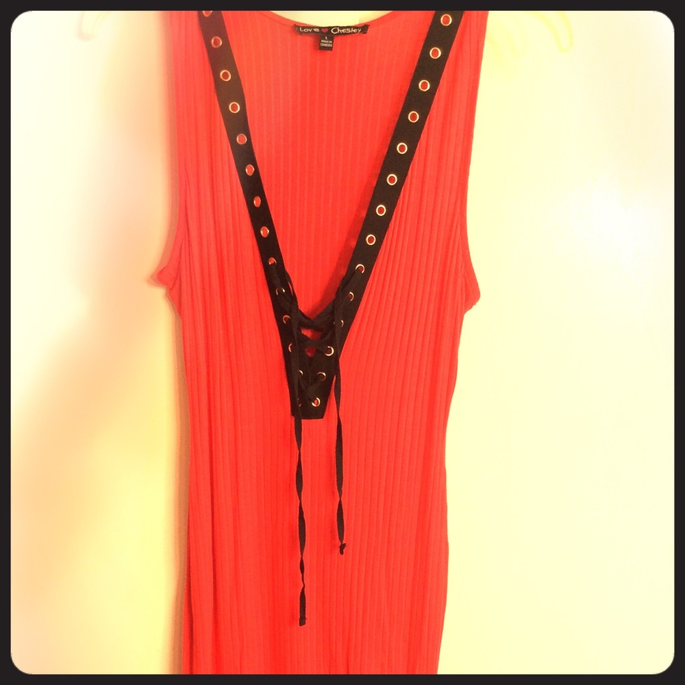 Orange fitted dress